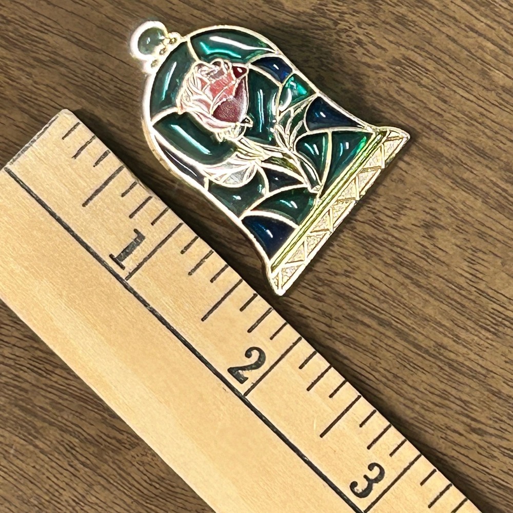 Disney Enchanted Rose Pin Unisex OS Teal Stained Glass Beauty and the Beast Set - Picture 2 of 4